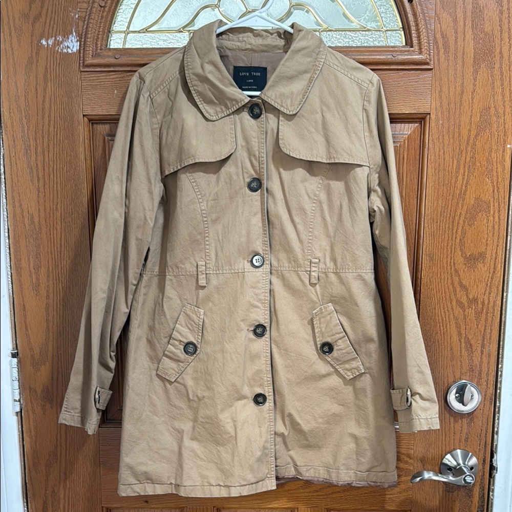 Love Tree Tan Trench Coat with Classic Design